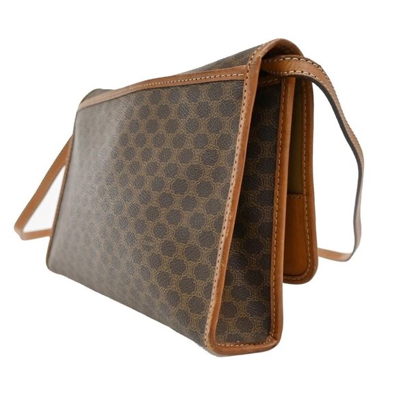 CELINE Logo Macadam Pattern 2Way Shoulder Bag PVC Leather Brown Italy - Picture 4 of 16